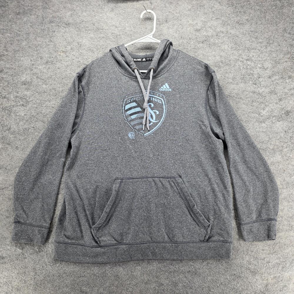 Sporting Kansas City Sweatshirt Mens L Gray MLS Soccer Adidas Climawarm